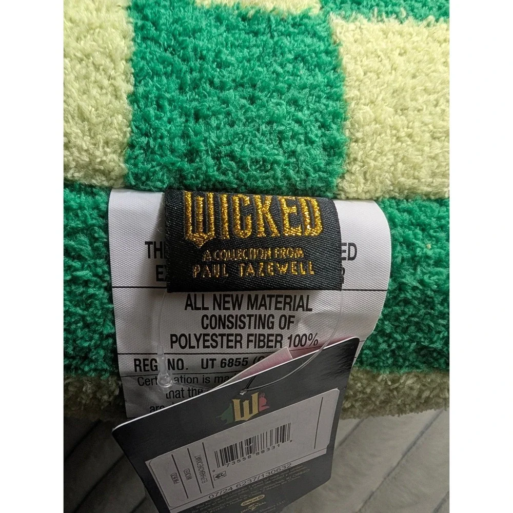 Wicked Musical Throw Pillow Green Checkered Plush Cushion Broadway Movie Decor